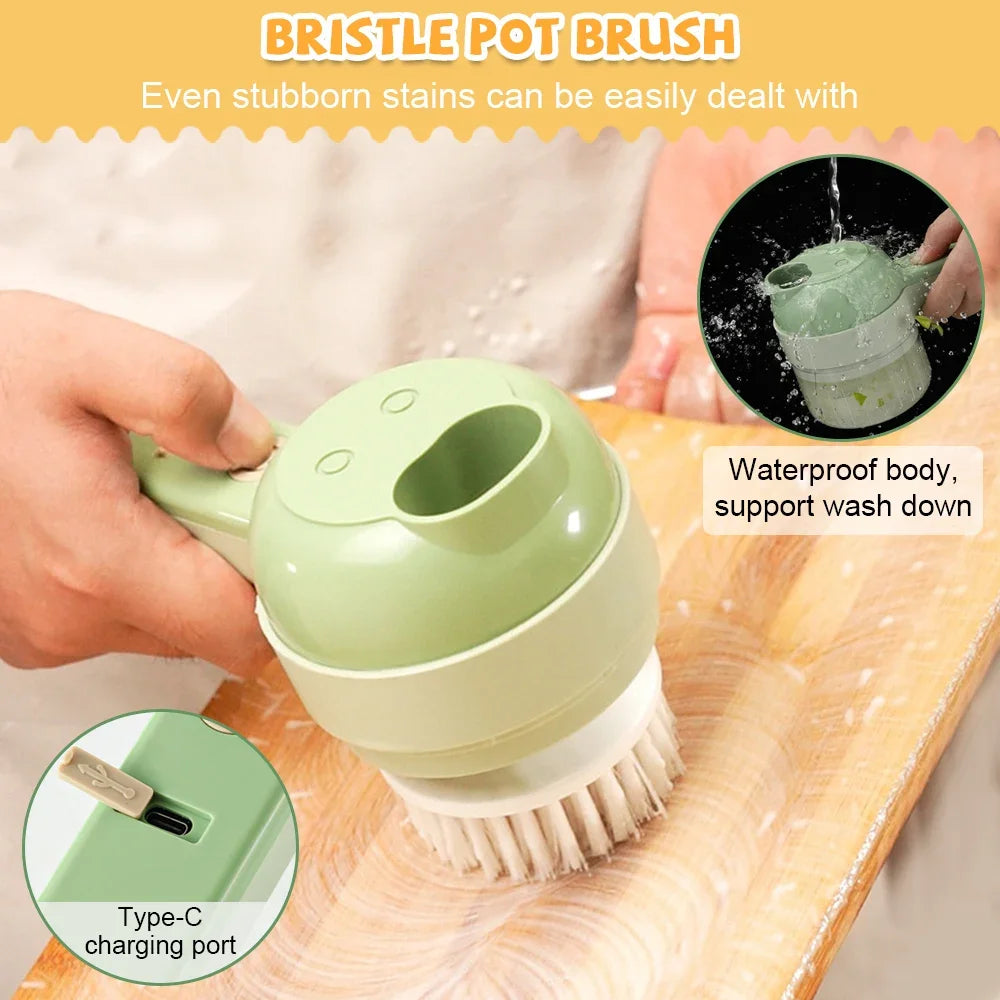 handheld 4 in1 Multifunctional Electric Vegetable Cutter Slicer  Masher Chopper Cutting Pressing Mixer Food Slicer