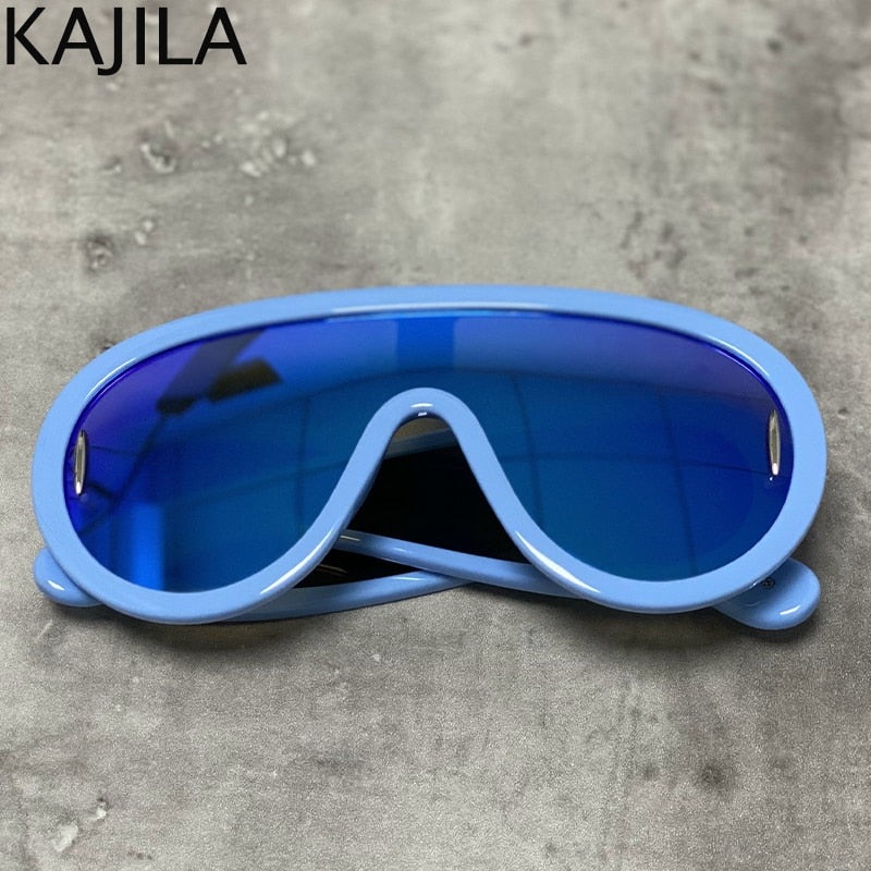 Y2K Sports Punk Sunglasses Women Men One-Piece Sun Glasses for Ladies 2023 Luxury Brand Oversized Steampunk Eyewear Goggle UV400