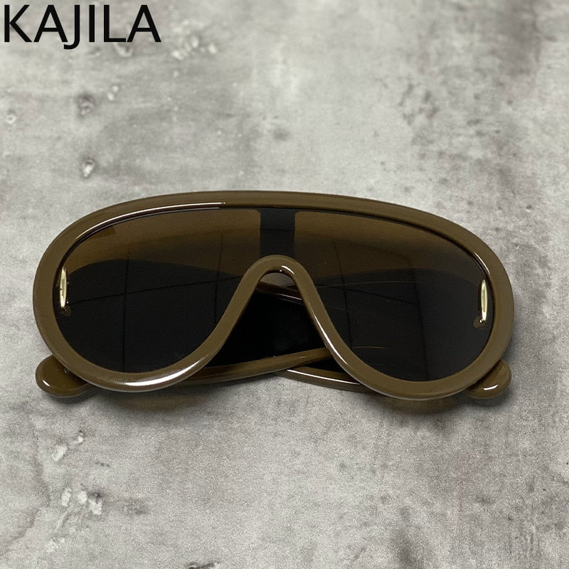 Y2K Sports Punk Sunglasses Women Men One-Piece Sun Glasses for Ladies 2023 Luxury Brand Oversized Steampunk Eyewear Goggle UV400