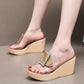 Transparent Slippers Buckle Rhinestone Thick Sole Platform Shoes 2024 High Heels Wedges Slides