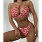 Sexy One-shoulder Bikini Set Leopard Print Swimsuit Women Hollow Out