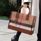 Classic Retro Large Capacity Women's Casual Totes Bags Canvas + Leather Check Stripe Shoulder Bag Briefcase Luxury Crossbody Bag