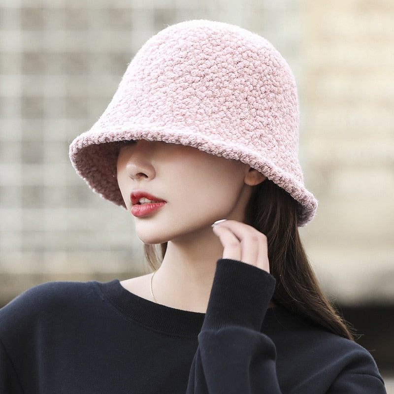 Winter Bucket Hat For Women Thickened Warm Ear Protector Cap French