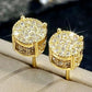 Huitan Dainty Stud Earrings for Women/Men Paved White CZ Silver Color/Gold Color Couple Earrings Fashion Versatile Ear Jewelry - Image #2