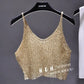 Sparkling Sequins Half Waist Render Knitwear Hollow-out Is Sexy Waist Condole Top Cropped  Sexy Streetwear   Woman Tops Summer - Executive-Skincare