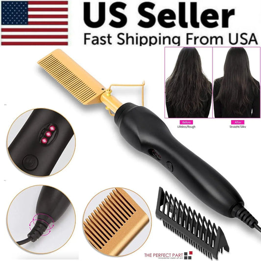 Hair Straightener Comb Pro Electric Beard Straightening Comb Heat Hot - Image #1