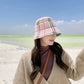 Luxury Brand Bucket Hat For Women Outdoor Warm Velvet Plaid Cashmere Wool Basin Fisherman Hat Panama Caps - Image #6