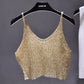 Sparkling Sequins Half Waist Render Knitwear Hollow-out Is Sexy Waist Condole Top Cropped  Sexy Streetwear   Woman Tops Summer - Executive-Skincare