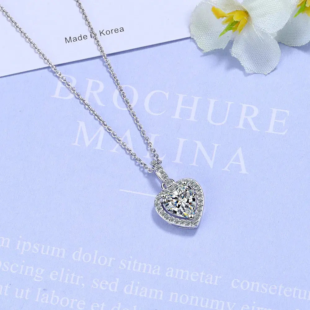 925 Sterling Silver Zircon Heart Pendants Necklaces For Women Luxury Designer Jewelry Gift Female Free Shipping Items GaaBou - Image #3