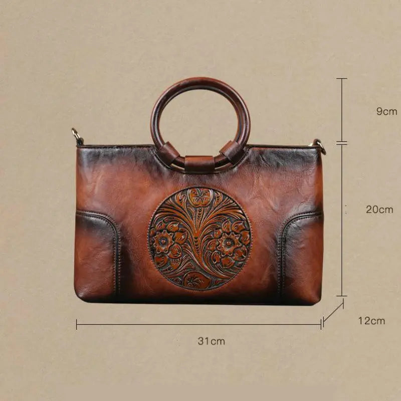 2022 New High Quality Leather Women Handbag Retro Handmade Embossed Shoulder Bag For Women Large Capacity Female Messenger Bags - Executive-Skincare