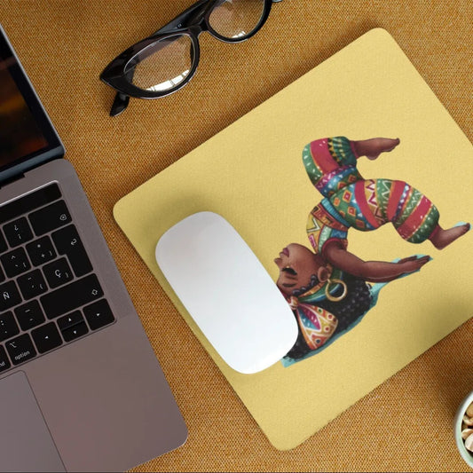 Afro Girl Yoga Pose Non-Slip Computer Mousepad Mouse Pad