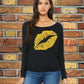 Women Off The Shoulder Lips Shirt