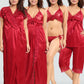 Romaisa Women's Satin Solid Maroon Nightwear Set ( Pack of 6 )