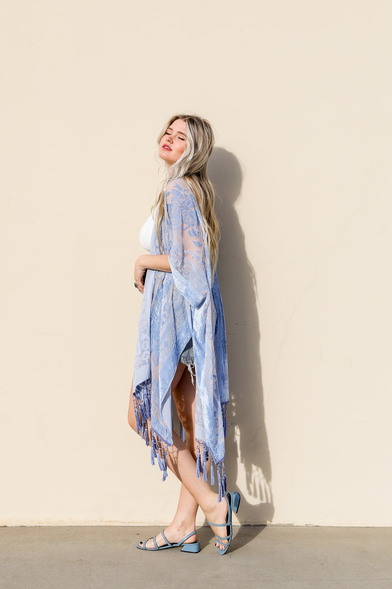 Velvet Mesh Tapestry Kimono