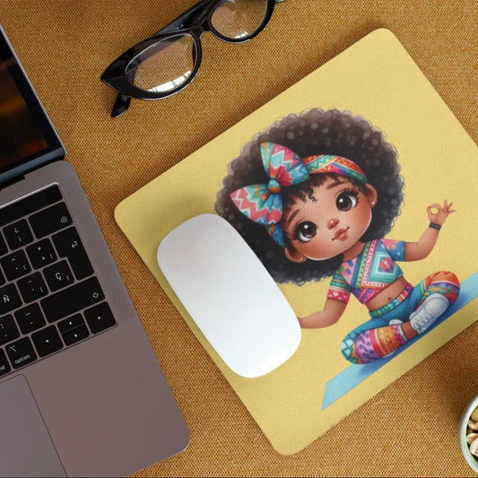 Afro Girl Yoga Pose Non-Slip Computer Mousepad Mouse Pad