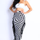 Checkered Elastic High Waist Stretch Bodycon Maxi Pencil Skirt