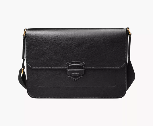 Black Lennox Leather Messenger Bag