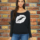 Women Off The Shoulder Lips Shirt