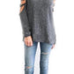 Womens Open Shoulder Long Sleeve Casual Top