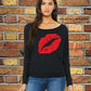 Women Off The Shoulder Lips Shirt