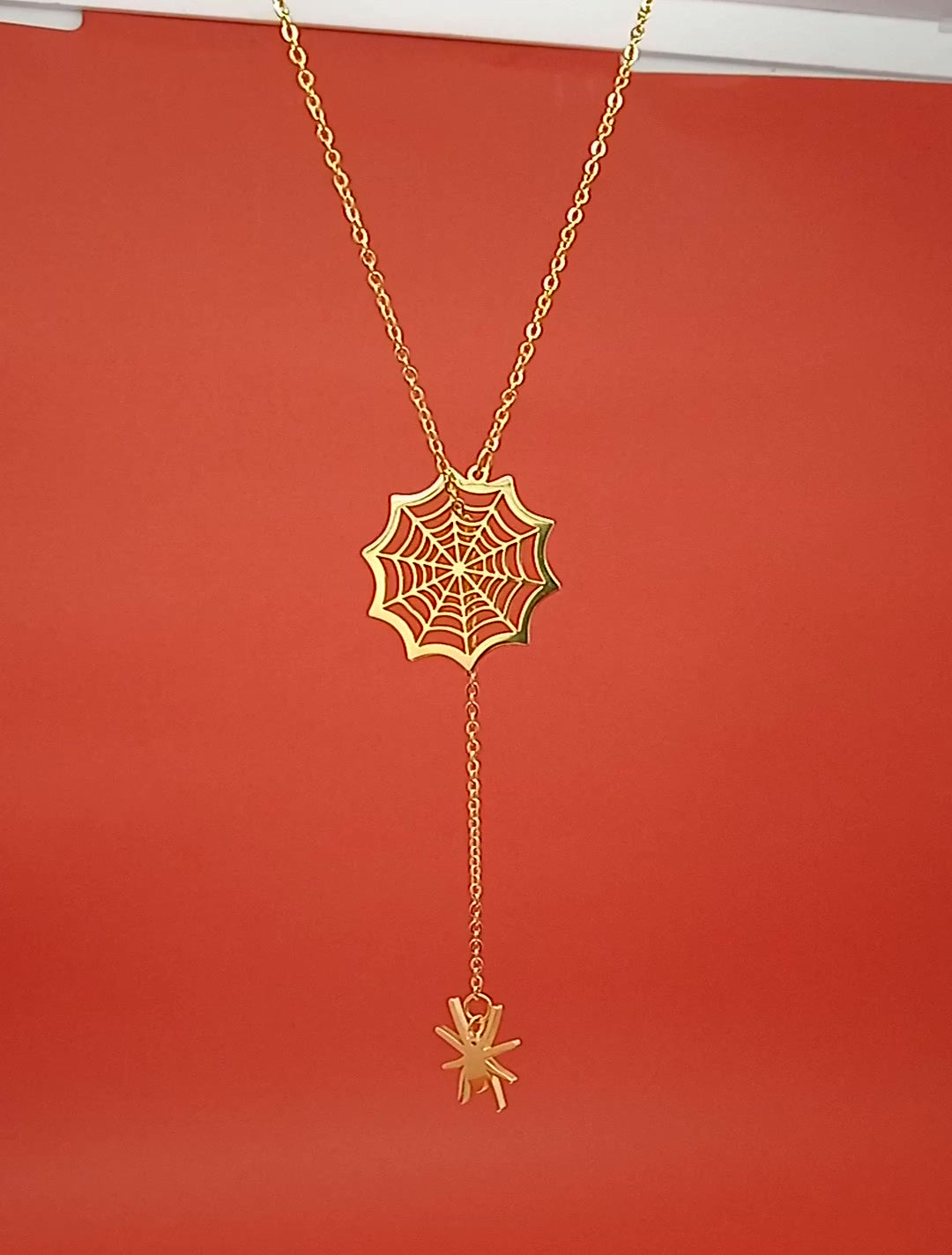 18k Gold Spider Necklace | Spider Charm Pendant | Halloween Necklace