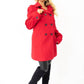 Womens Wool Feel Double Breasted Hooded Coat