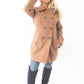 Womens Wool Feel Double Breasted Hooded Coat