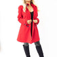 Womens Wool Feel Double Breasted Hooded Coat