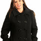 Womens Wool Feel Double Breasted Hooded Coat