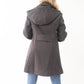 Womens Wool Feel Double Breasted Hooded Coat