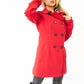 Womens Wool Feel Double Breasted Hooded Coat