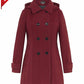 Womens Wool Feel Double Breasted Hooded Coat