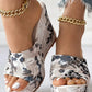 Women Shoes Fashion Shoes Casual Flip Flops Summer Vintage Floral Print Peep Toe Wedge Slippers - Image #1