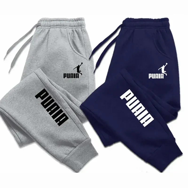 PUAIA Print Men's Pants Autumn/Winter New Sport Jogging Trousers Fitness Loose Fit Clothing Solid Color Outfit Streetwear Pants - Image #1