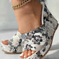 Women Shoes Fashion Shoes Casual Flip Flops Summer Vintage Floral Print Peep Toe Wedge Slippers - Image #3