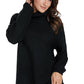 Women Black Cozy Long Sleeves Turtleneck Sweater