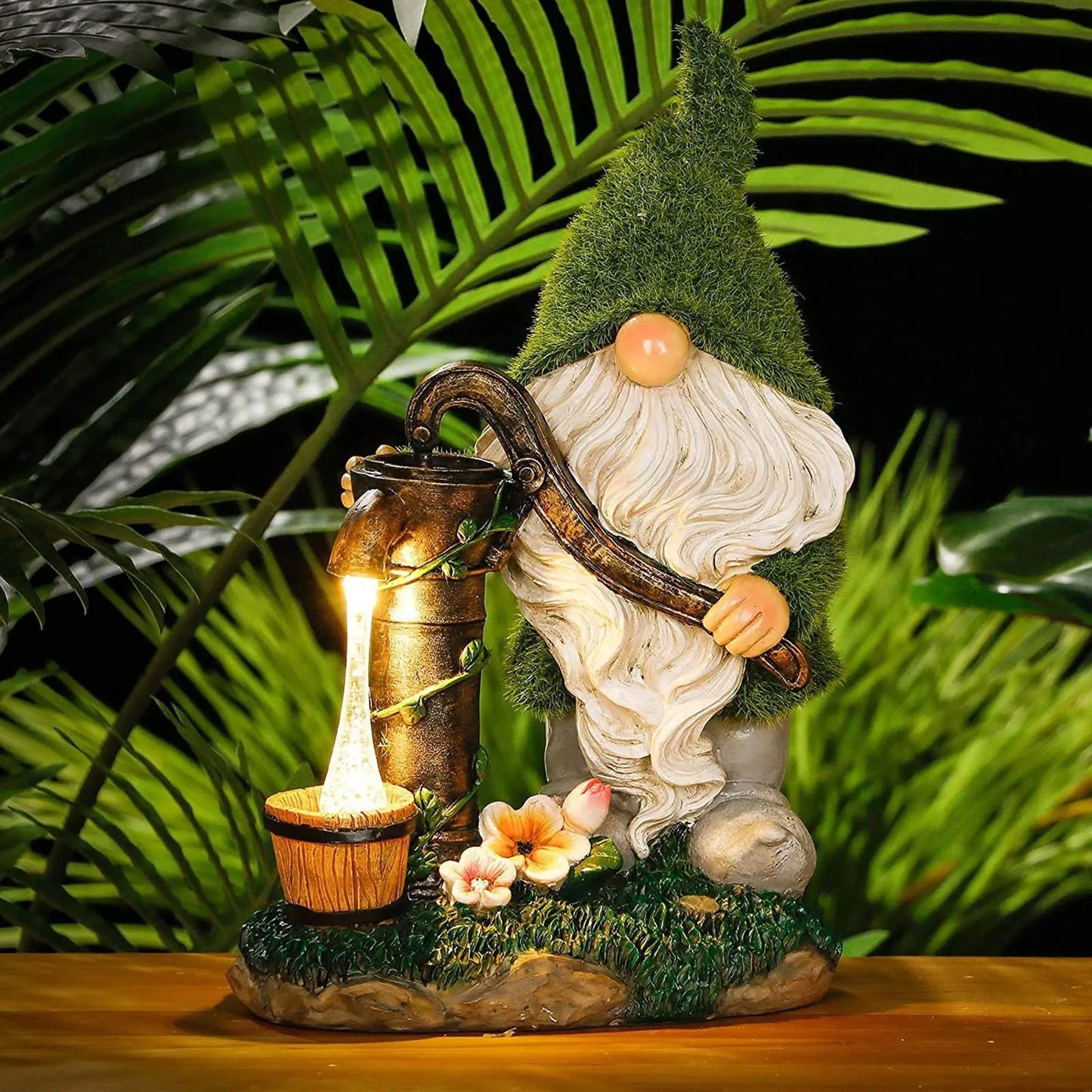 Outdoor Garden Dwarf Statue-resin Dwarf Statue Carrying Magic Ball Solar Led Light Welcome Sign Gnome Yard Lawn Large Figurine - Executive-Skincare