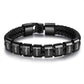 JewelOra Personalized Engraved Family Name Beads Bracelets Black Braided Leather Stainless Steel Bracelets for Men Fathers - Executive-Skincare