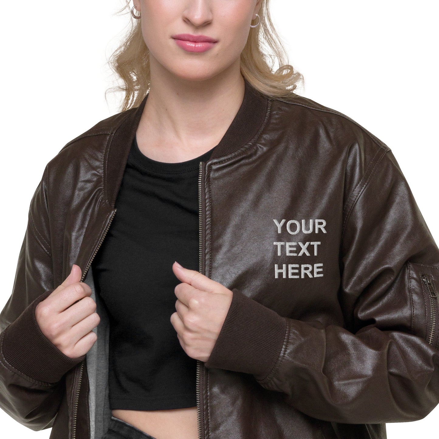 Personalized Embroidered Leather Jacket , Custom Leather Jacket,