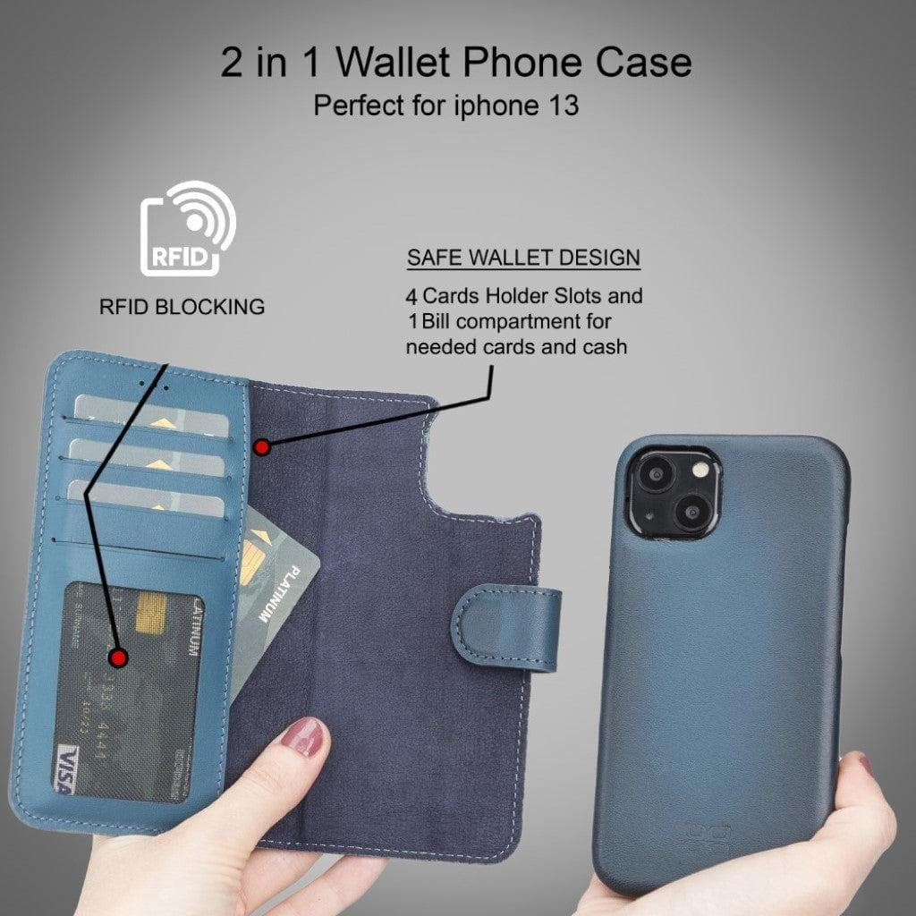 Full Leather Coating Detachable Wallet Case for Apple iPhone 13 Series