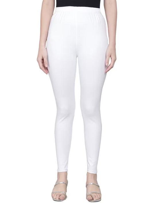 Womens Cotton Lycra Stretchable Plain/Solid Leggings Pants    (SIZE-L)