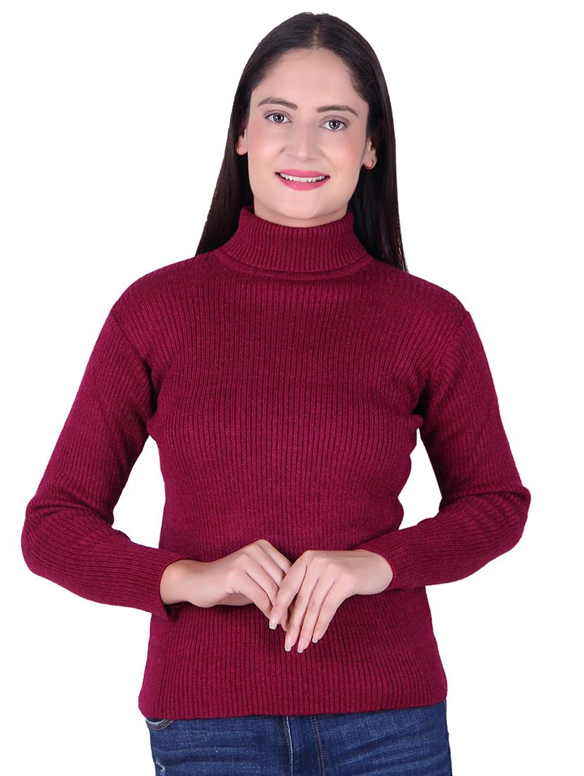 Women's Woollen High Neck Full Sleeves Pullover Sweaters for Winters