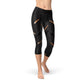 Womens Sports Stripes Black Capri Leggings