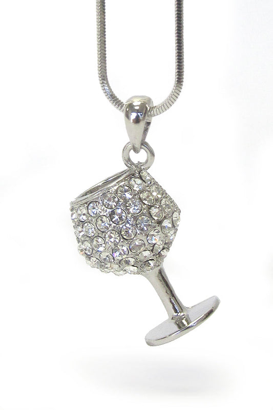 MADE IN KOREA WHITEGOLD PLATING CRYSTAL 3D MINIATURE WINE GLASSES