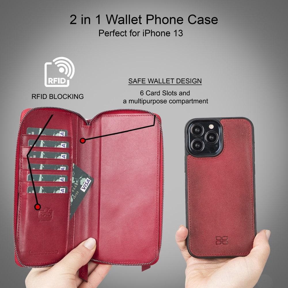 Detachable Leather Zipper Wallet Cases for Apple iPhone 13 Series