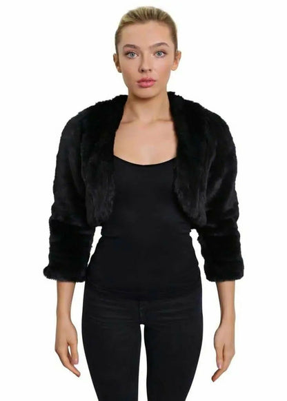 Open Front Faux Fur Bolero