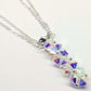 Silver Vertical Beaded Crystal Bar Necklace