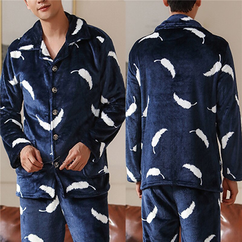 Mens Coral Fleece Sleepwear Pajamas - Executive-Skincare