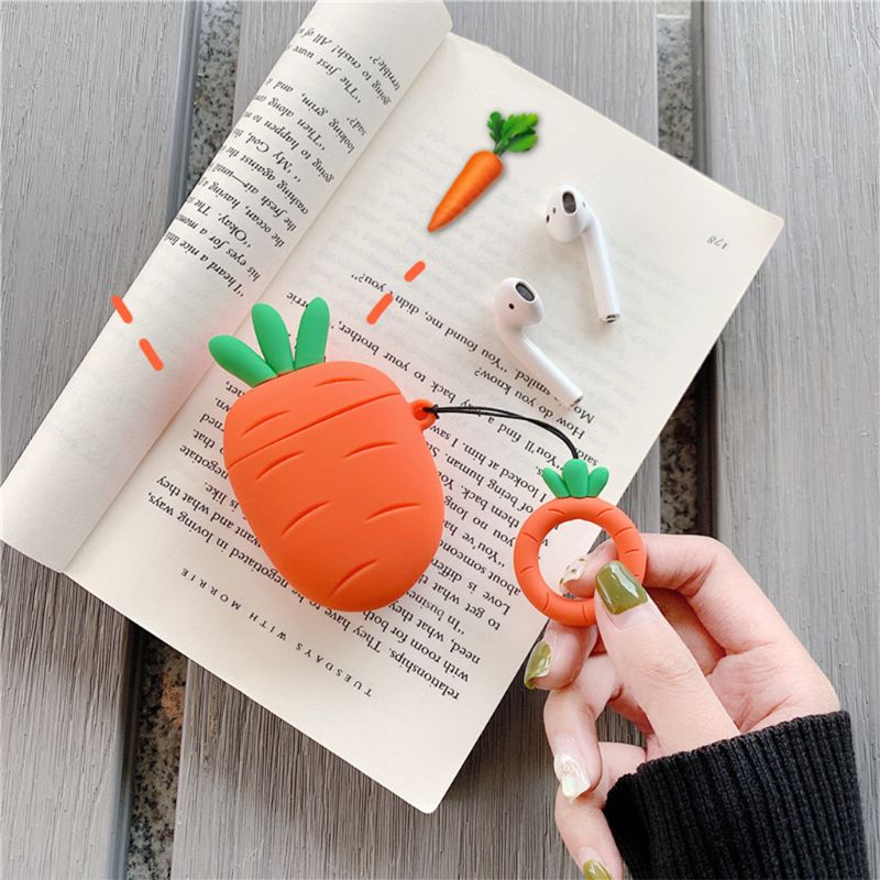 Cute Cactus Carrot Pattern Soft Silicone Protective Cover Shockproof Case Skin for Airpods - Executive-Skincare