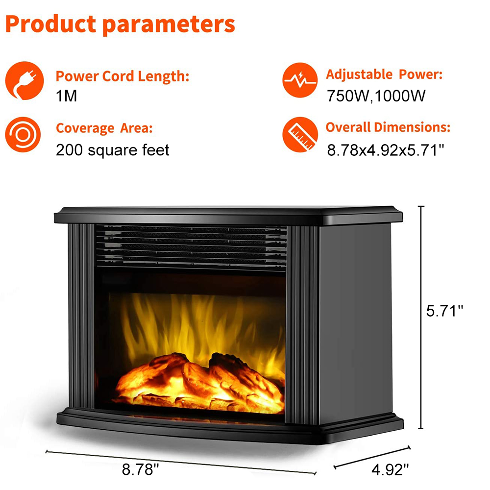 Electric Fireplace Heater LED Flame Effect Stove - Executive-Skincare